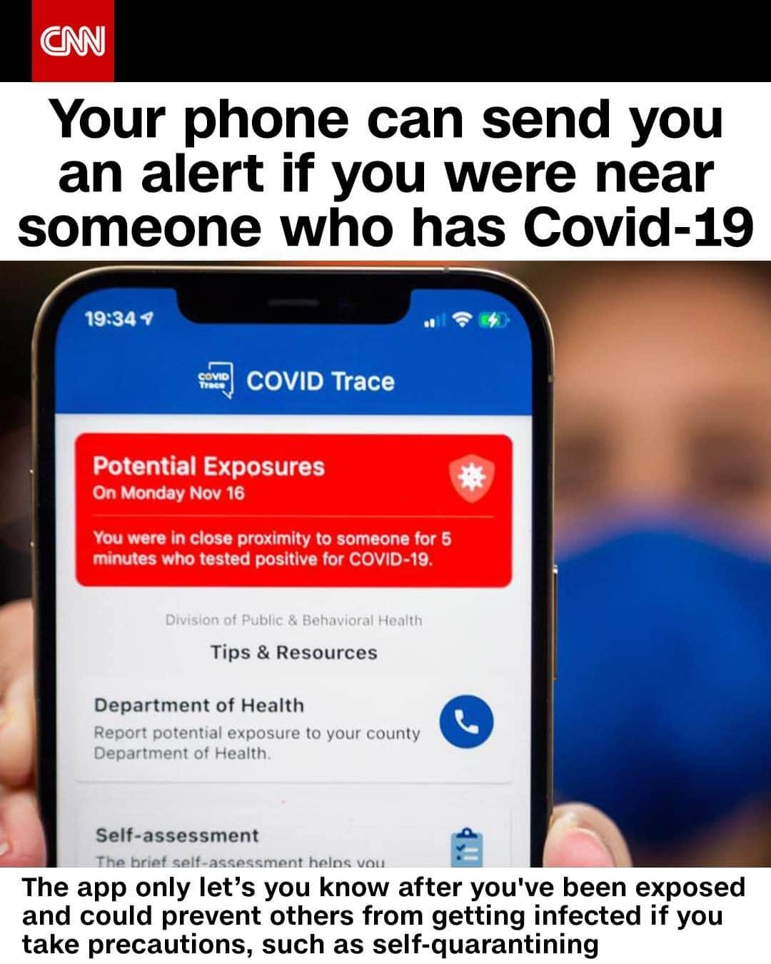 CNNさんのインスタグラム写真 - (CNNInstagram)「As new coronavirus cases explode nationwide, health officials are turning to cell phones to help slow the spread of infections. You can now get pop-up notifications in some states if you were close to someone who later tested positive for Covid-19. The alerts come via state health department apps that use Bluetooth technology to detect when you (or more precisely, your phone) has been in close contact with an infected person's phone.  (📸: Geoffrey A. Fowler/The Washington Post/Getty Images)」11月27日 10時00分 - cnn
