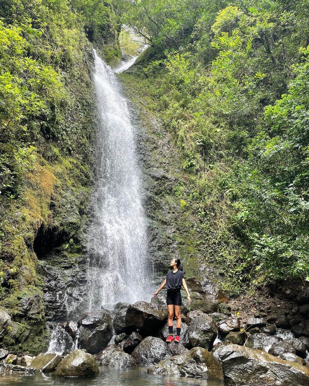 金原杏奈さんのインスタグラム写真 - (金原杏奈Instagram)「At Lulumahu falls🌳🍃 ・ 今回コロナの影響で多くの ハイキングコースがクローズしていました。 唯一の初心者向けコースと思って行ったら なかなかハードだった、ルルマフの滝！ 道に迷ったりしながら、やっとこさ到着。 滝で写真撮ったあと、滑って水の中に落ちて 帰りはビショビショ🤣💦 ・ #hawaii #hiking #lulumahufalls  #ハワイ #ルルマフの滝 #ハードコース」11月27日 14時07分 - annakanehara