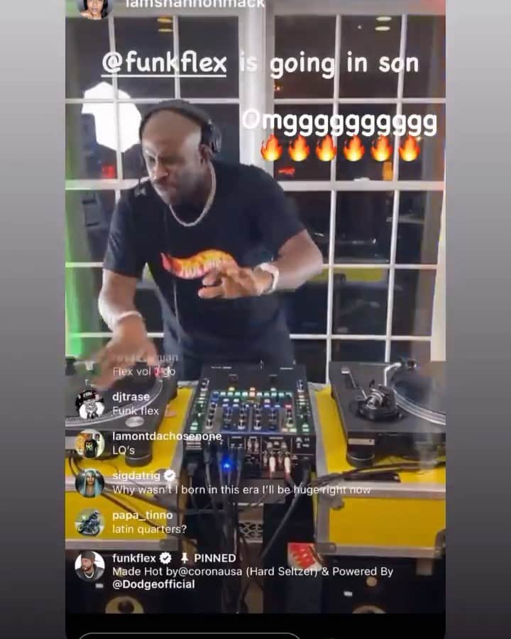 ファンクマスター・フレックスのインスタグラム：「EVERY THURSDAY IIM IN THE SET 9PM! Thanks to everyone that partied with me! @fivioforeign_8fs @kooldjredalert @tyrese @djbobbytrends @hoodcelebrityy @joshxantus @kidcapri101 @djchubbychub @djnyse_ @djspazo @djcamilo @djflash4eva @videomusicbox @gstarr_mgmt @djdnice @prettylou11 @djjuanyto @djwallah @djtrase @juganot @prettylou11 @geespin @iamshaft @savvydavisjr @djdiamondtheartist @djbuck1 @djhurricane1 @sigdatrig @djinfamous Always enjoy going live on IG! IM BACK EVERY THURSDAY 9PM! FUNKFLEX ON THE SET! Vid via: @iamshannonmack Thanks @jellz and @crowdcontroldigital !!!! WHO MISSES THE CLUBS ALONG WITH THE NIGHTLIFE?  Powered by: @dodgeofficial」
