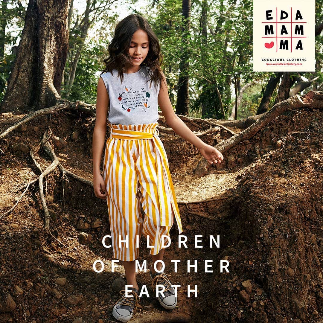 アリア・バットのインスタグラム：「Ed-a-Mamma  Conscious clothing for children to live in ❤️  #Edamamma #ChildrenOfMotherEarth #LittlePlaneteers #VocalforLocal  #PlantABeej #HappyBean @edamamma」