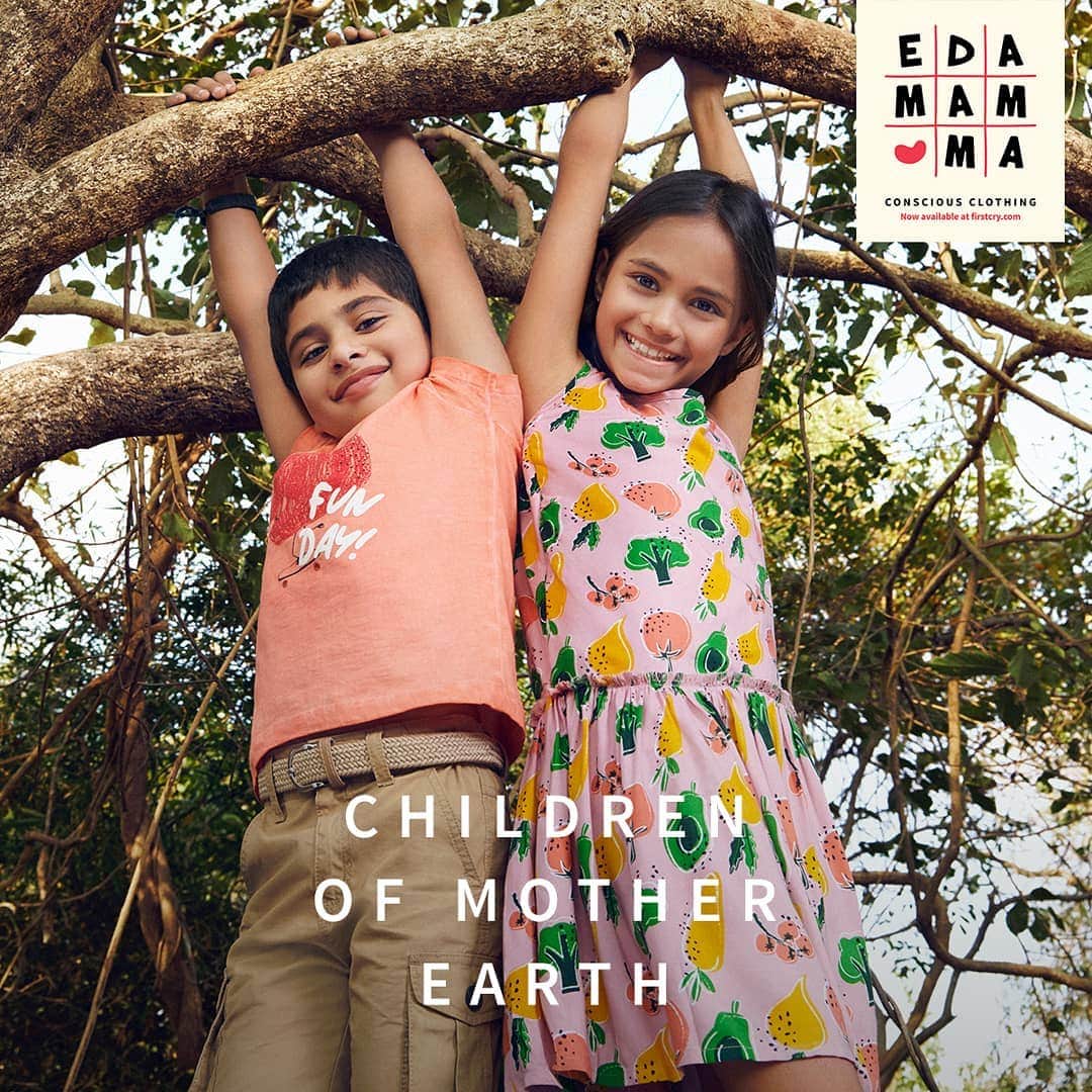 アリア・バットのインスタグラム：「Ed-a-Mamma  Conscious clothing for children to live in ❤️  #Edamamma #ChildrenOfMotherEarth #LittlePlaneteers #VocalforLocal  #PlantABeej #HappyBean @edamamma」