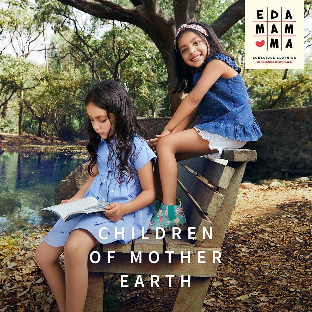アリア・バットのインスタグラム：「Ed-a-Mamma  Conscious clothing for children to live in ❤️  #Edamamma #ChildrenOfMotherEarth #LittlePlaneteers #VocalforLocal  #PlantABeej #HappyBean @edamamma」