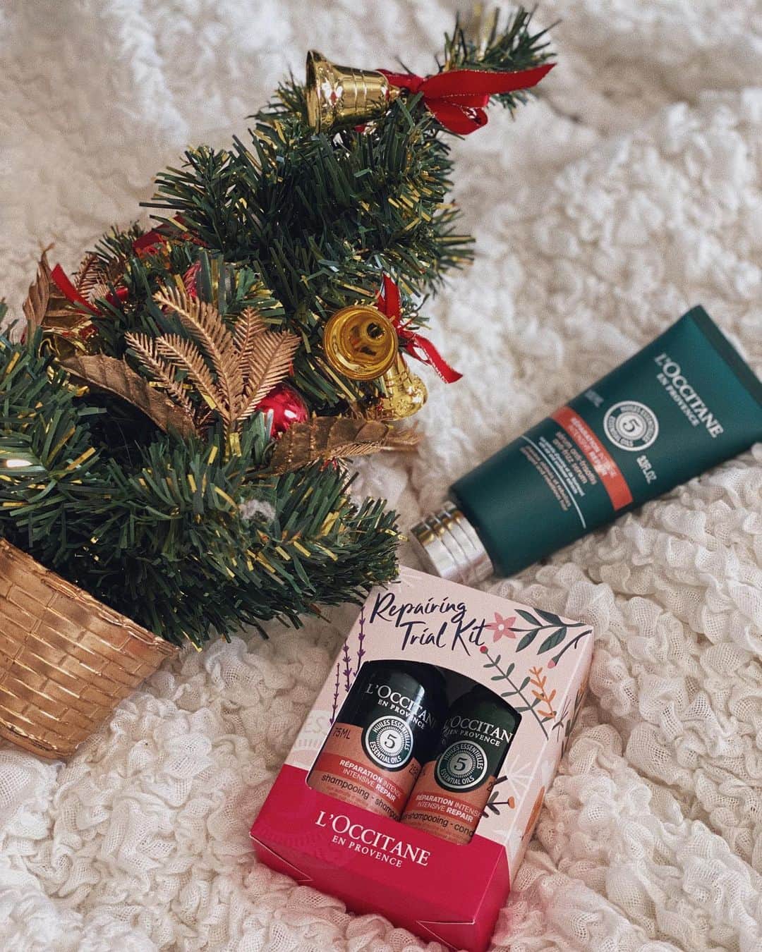 のインスタグラム：「┈┈┈┈┈┈┈┈┈┈┈┈┈┈┈┈┈┈┈┈ ロクシタンの 2020 Holiday🎄 @loccitane_jp  ┈┈┈┈┈┈┈┈┈┈┈┈┈┈┈┈┈┈┈┈ 今年は大変な状況でも明るく皆を支えたママに♥️ ホリデーギフトとしてシャンプーコンディショナー、トリートメントをプレゼントしたいと思ってGET😊🤝  ロクシタンとかクリスマスにまつわる写真とともに「#今年はみんなサンタクロース」「#ロクシタン」「@Loccitane_jp」をつけて投稿すると、子供たちにNPO法人チャリティーサンタを通してロクシタンのアイテムを寄付できるみたい🎁みんなもやってみてね♥ . . #PR #ロクシタン #今年はみんなサンタクロース」