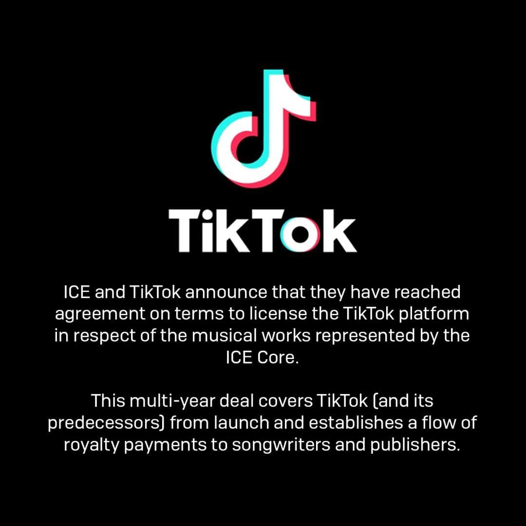 PRS for Musicのインスタグラム：「We welcome the news that ICE and @tiktok have reached an agreement to license the TikTok platform.  This is good news for our members and we'll share more information on what this means for them in due course.」