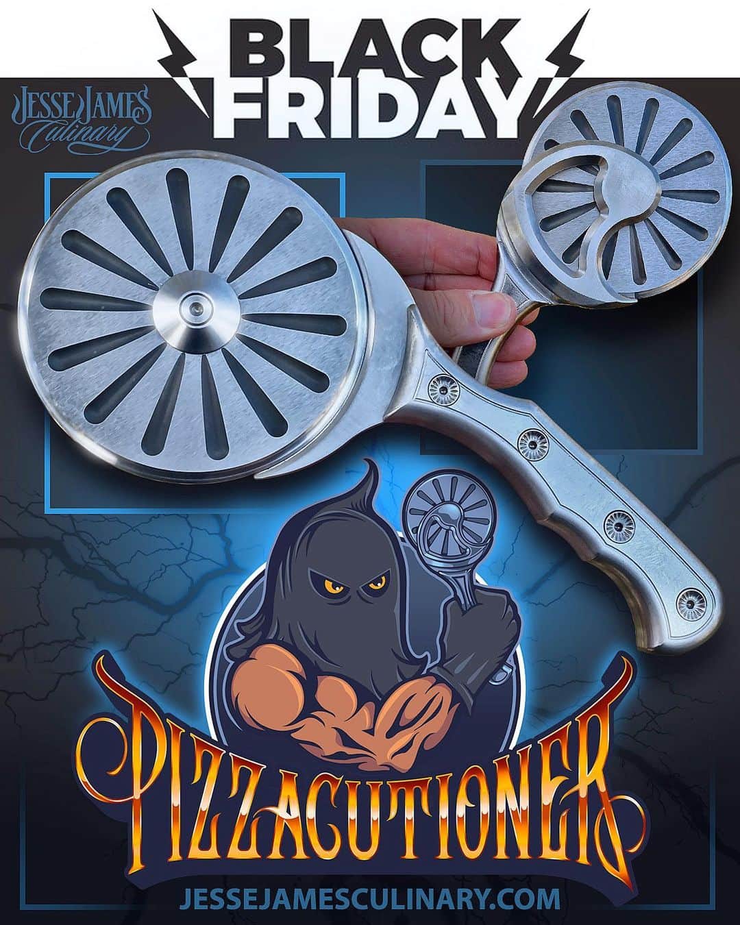 ウエストコーストチョッパーズのインスタグラム：「🔥PIZZACUTIONER!!🔥  !!BLACKIE FRIDAY SPECIAL!!  $100 OFF on ALL ORDERS before Midnight Tonight!  🇺🇸100% MADE IN USA🇺🇸  Follow —> @jesse_james_culinary   Click Link in BIO to BUY —->   #jessejames」