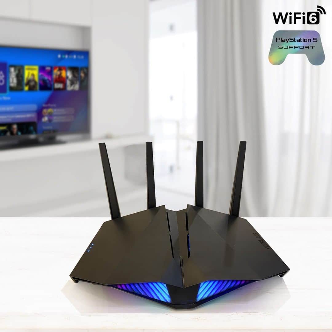 ASUSさんのインスタグラム写真 - (ASUSInstagram)「Harness the power of speed! ⚡ RT-AX82U gaming router brings all the benefits of WiFi 6, and works perfectly with all your existing WiFi devices including your new #PS5. #gamingrouter」11月27日 22時00分 - asus