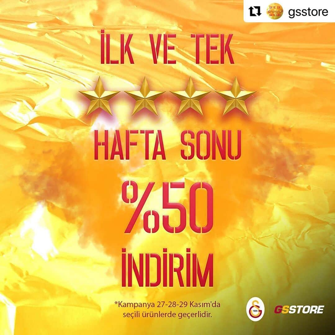 ガラタサライSKさんのインスタグラム写真 - (ガラタサライSKInstagram)「#Repost @gsstore  ・・・ 4 Yıldızlı Hafta Sonu başladı!  🌟🌟🌟🌟  %50 indirim fırsatı GSStore.org ve tüm mağazalarda!」11月27日 22時44分 - galatasaray