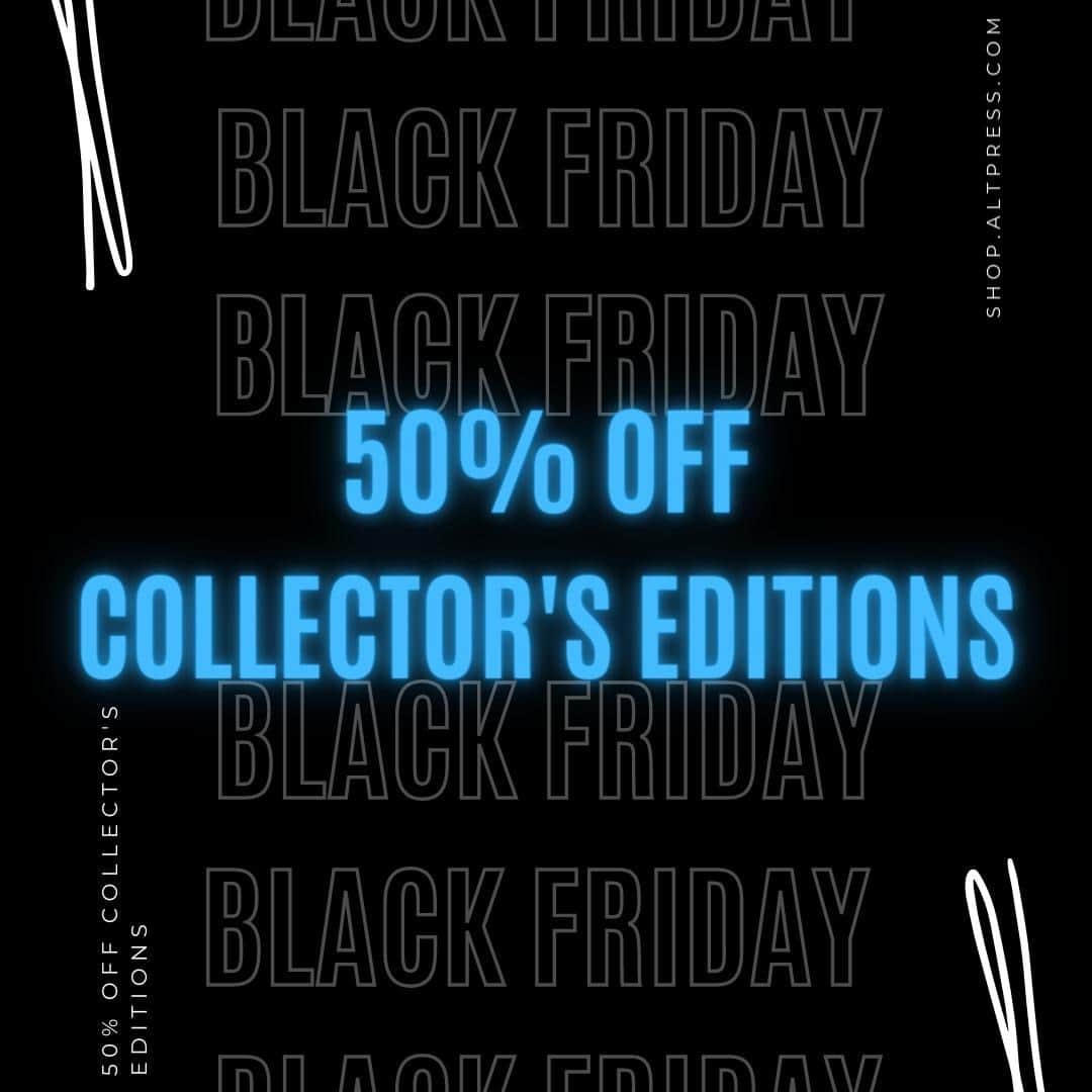 Alternative Pressさんのインスタグラム写真 - (Alternative PressInstagram)「Don't miss out on grabbing all artist collections up to 50% off right now for Black Friday!⁠ LINK IN BIO⁠ .⁠ .⁠ .⁠ #blackfriday #blackfridaysales #blackfridaydeals #altpress #alternativepress」11月28日 0時02分 - altpress