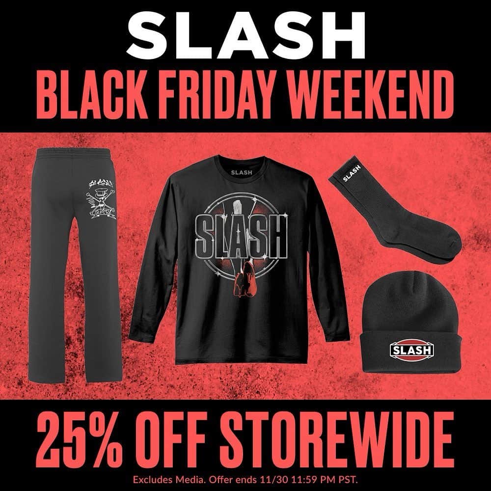スラッシュさんのインスタグラム写真 - (スラッシュInstagram)「Get 25% off your order storewide through the weekend on slashmerch.com. #slashnews」11月28日 1時34分 - slash