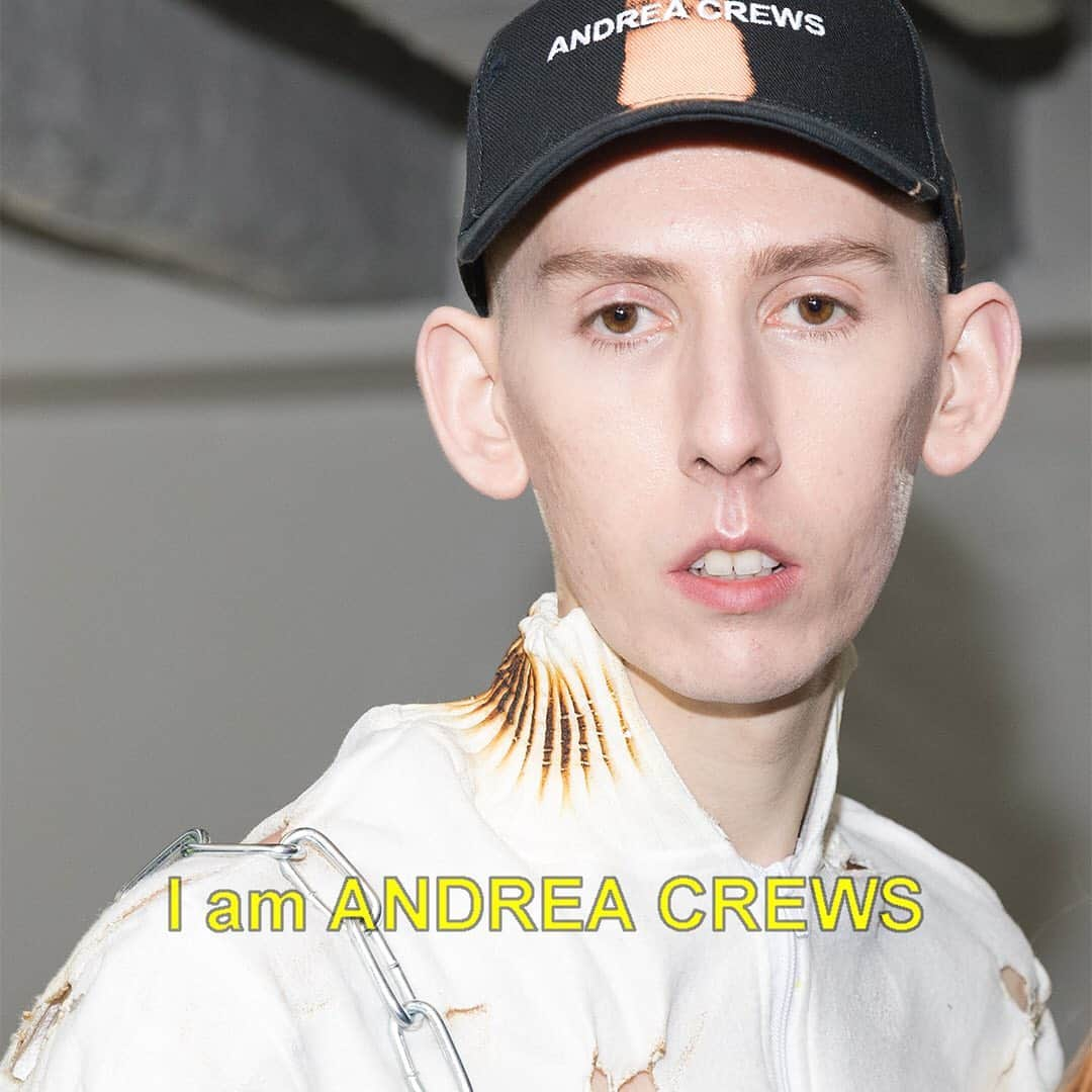 アンドレアクルーズのインスタグラム：「We are all Andrea Crews   #andreacrews #jointhecrew #fashionartactivism #upcyleyourself #sustainablehuman #weareandreacrews #faces #fashionshow」