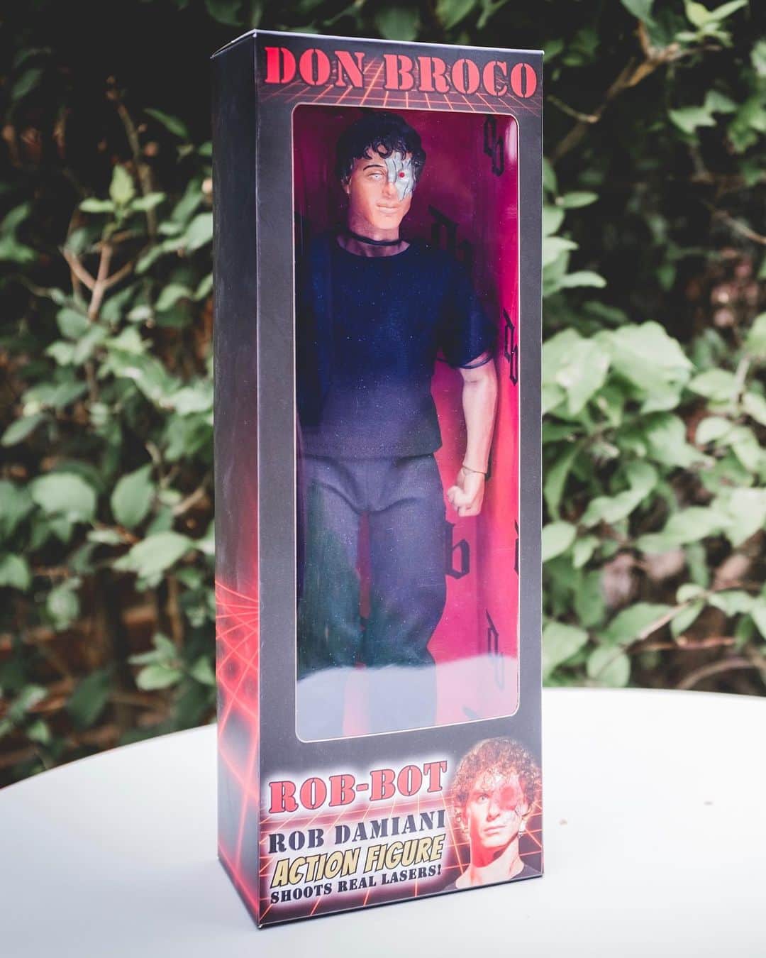 Don Brocoのインスタグラム：「He’s finally here! Ever since we released the Action video we’ve had a ton of requests for us to bring the Rob-Bot action figure to life. It’s taken us over a year to make it a reality but thanks to the tireless work of master toymaker @evanmorgandesign we’ve only gone and done it! Each Rob-Bot is unique, hand painted & accompanied by a numbered authenticity card signed by us. Strictly limited to 46 (we made 50 but want to keep one each because they turned out so good).   As these are pricey bits of Broco memorabilia we’ll be sending all orders recorded/signed for by courier (but not that bloke from Hermes lol), as well as packaging them up extra safe to do our very best to avoid any damage in transit and ensure they reach you in tip top condition (as we can’t send out replacements due to the limited number made).  This is not a toy. Does NOT shoot real lasers.   DONBROCOMERCH.COM」