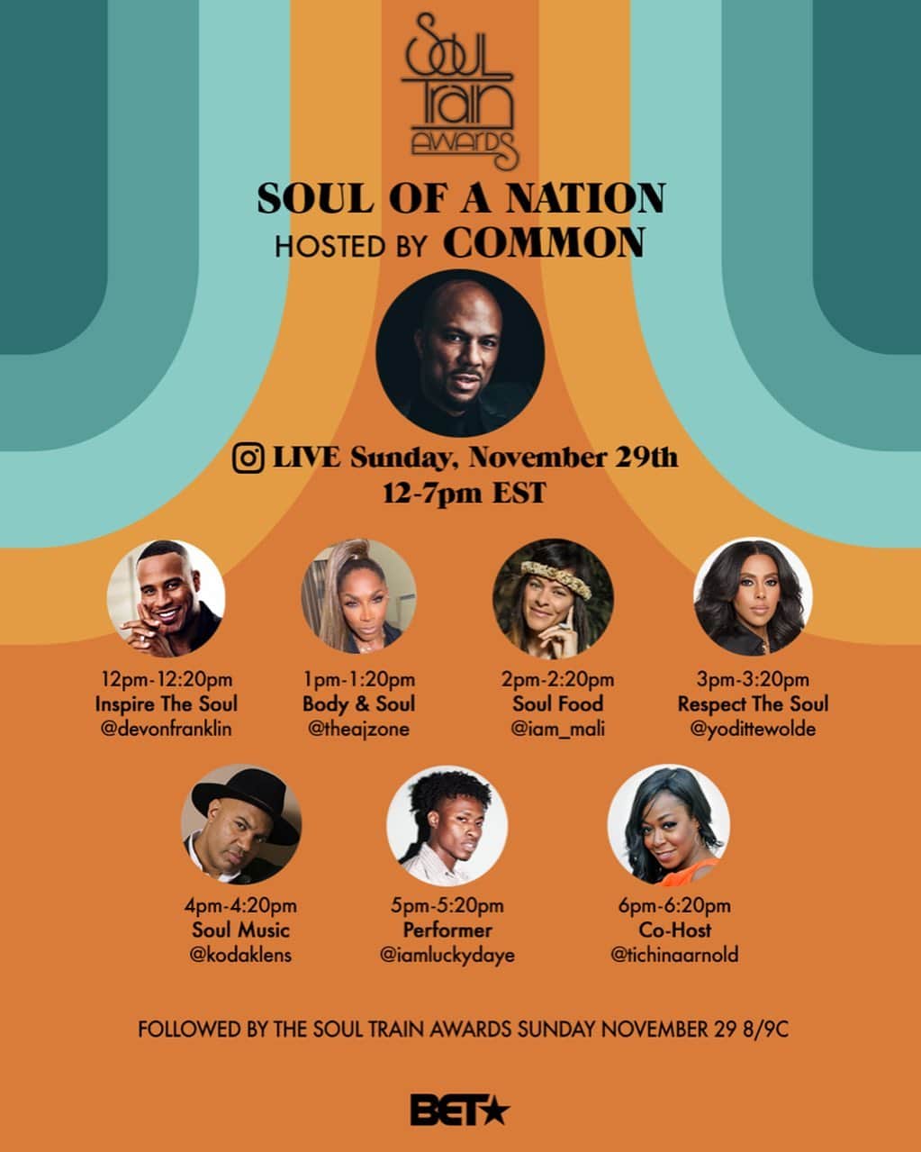 コモンのインスタグラム：「My Soul Has No Boundaries - I’m hosting @BET Soul Of A Nation Telethon on Sunday starting at 12pm EST talking to some amazing people about all things soul!  Check out the full day itinerary then tune-in to the 2020 #SoulTrainAwards Sunday November 29th at 8/9c!!」