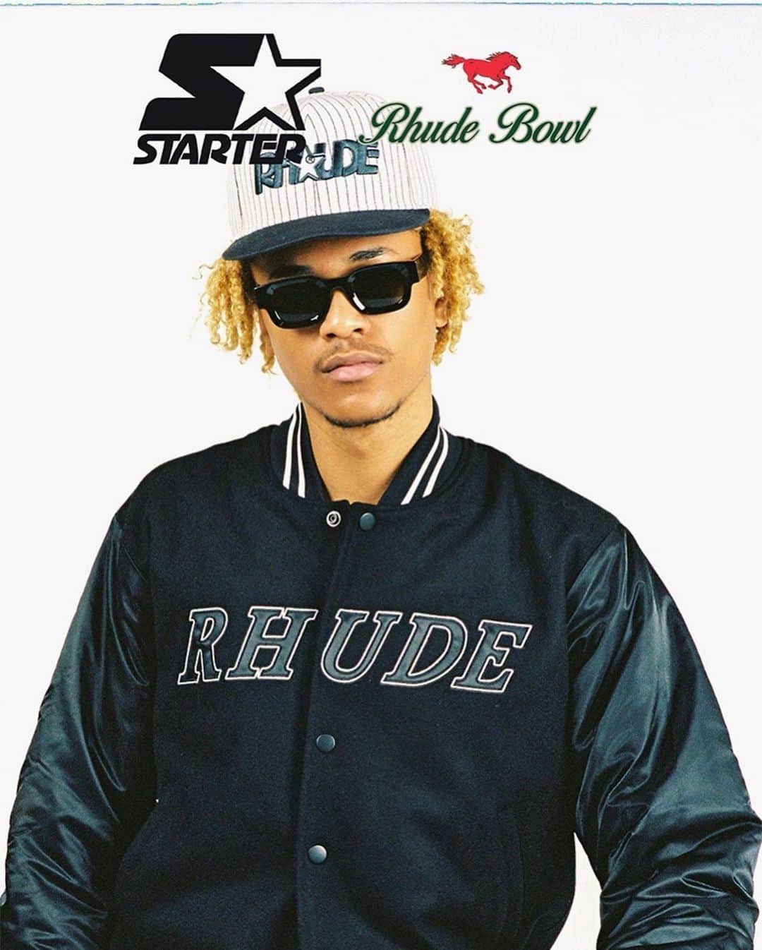 HYPEBEASTさんのインスタグラム写真 - (HYPEBEASTInstagram)「@hypebeaststyle: @rhude introduces a collabortion with @starterofficial. The collection can be summarized as a reflection of past meets present. Starter’s iconic quarter-zip anoraks, varsity jackets upgraded with leather sleeves, and pinstripe hats — which would normally be adorned with that of a sports team’s logo and colors — serve as the canvas for @rhuigi to apply his signature touch. The collection will hit the market on two different occasions, the first of which will occur on November 27th through Foot Locker, while the second is slated to go down on the Greenhouse app come November 30th.⁠⠀ Photo: Greenhouse」11月28日 4時24分 - hypebeast