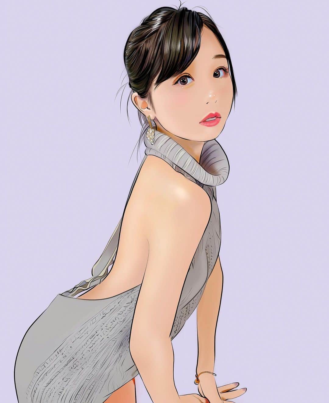 のインスタグラム：「『くりえみさん(@kurita__emi )』 #似顔絵 #イラスト #イラストレーション #グラビアアイドル #栗田恵美 #くりえみ #caricature #illustration #portrait #artwork #drawing #bikinimodel #emikurita #kuriemi」