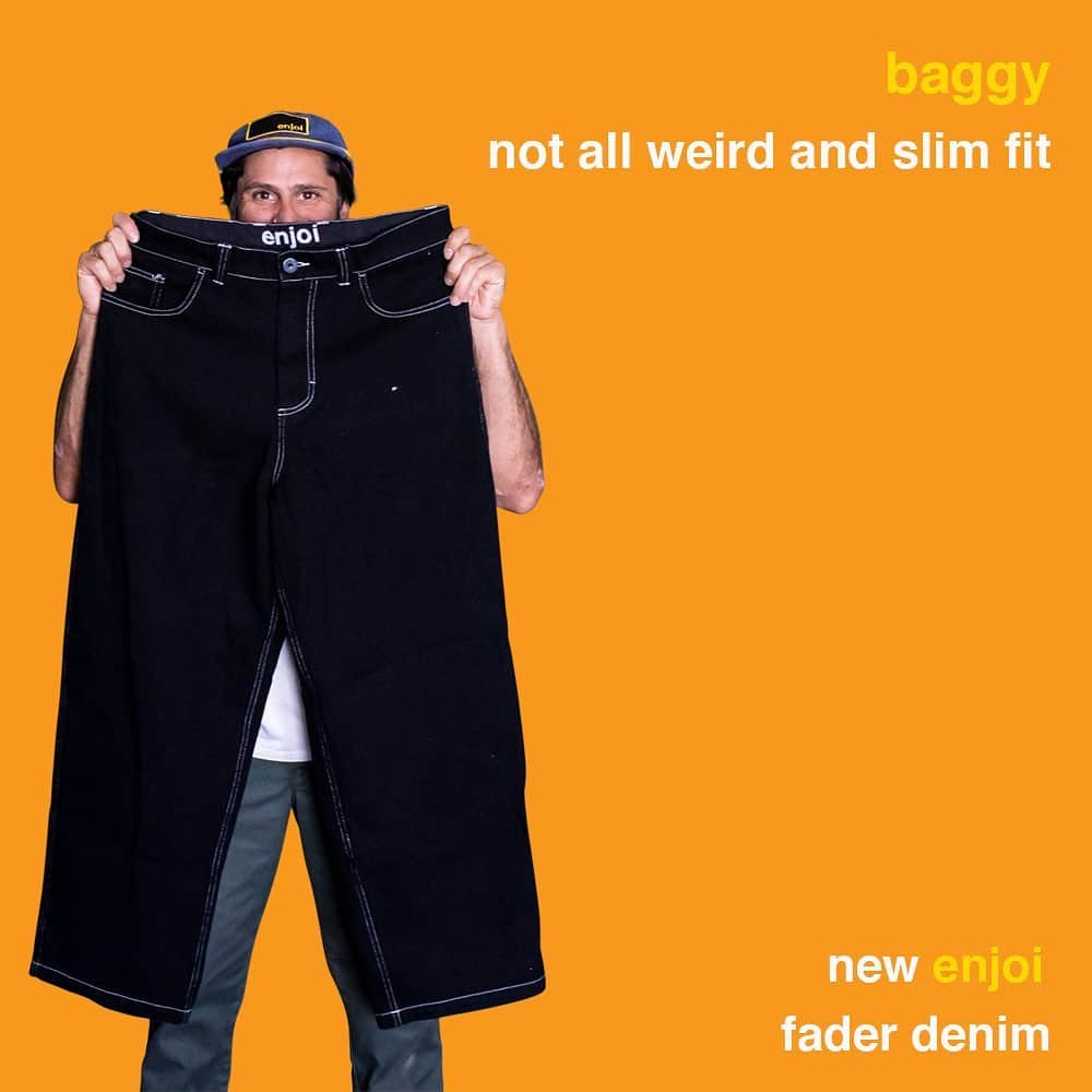 エンジョイのインスタグラム：「new fader denim pants are now available✨ baggy, not all weird and slim fit✨」