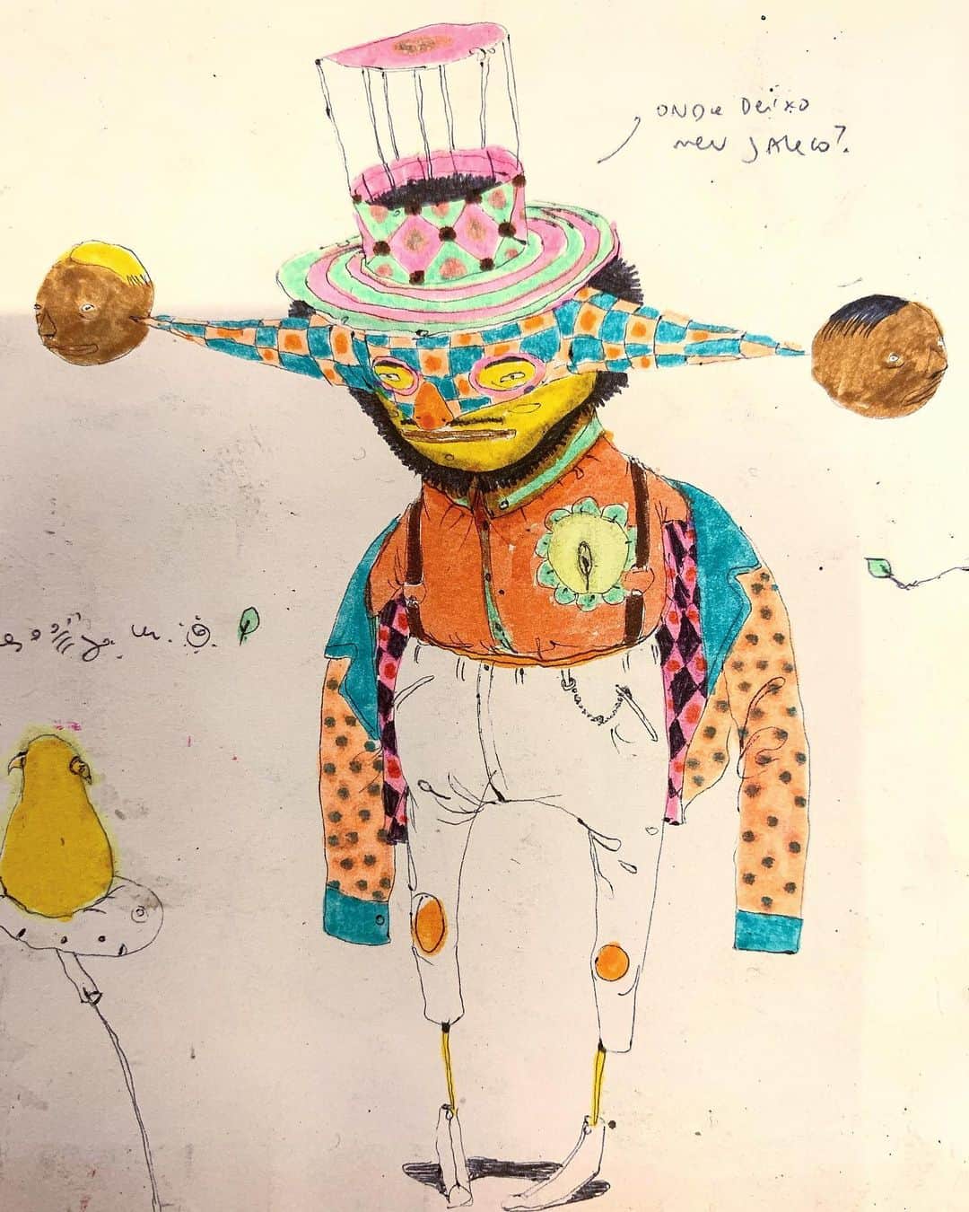 のインスタグラム：「“Onde deixo meu jaleco?” #desenhos #drawing  @pinacotecasp #SEGREDOS #TRITREZ」