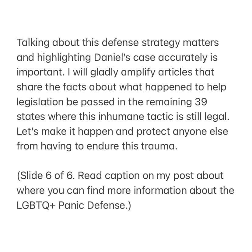 ローラ・スペンサーさんのインスタグラム写真 - (ローラ・スペンサーInstagram)「In addition to reading the above 6 slides, I also recommend reading about the LGBTQ+ Panic Defense on The LGBT Bar Association’s website. They have been working tirelessly for years to ban its use in courtrooms nationwide. Their website provides a detailed map of current legislation being introduced in various states, states where it is already illegal, and states that have no movement at all on this important issue. If Daniel’s story moves you in any way, please continue to share the facts and talk with your local government officials. For instance Oklahoma, my brother and I’s home state, has yet to have any legislation introduced banning the use of the LGBTQ+ Panic Defense. Happy to work alongside anyone’s efforts to help change that horrible fact. 🏳️‍🌈🏳️‍⚧️❤️#lgbtqpanicdefense #lgbtqrights」11月28日 9時04分 - itslauraspencer