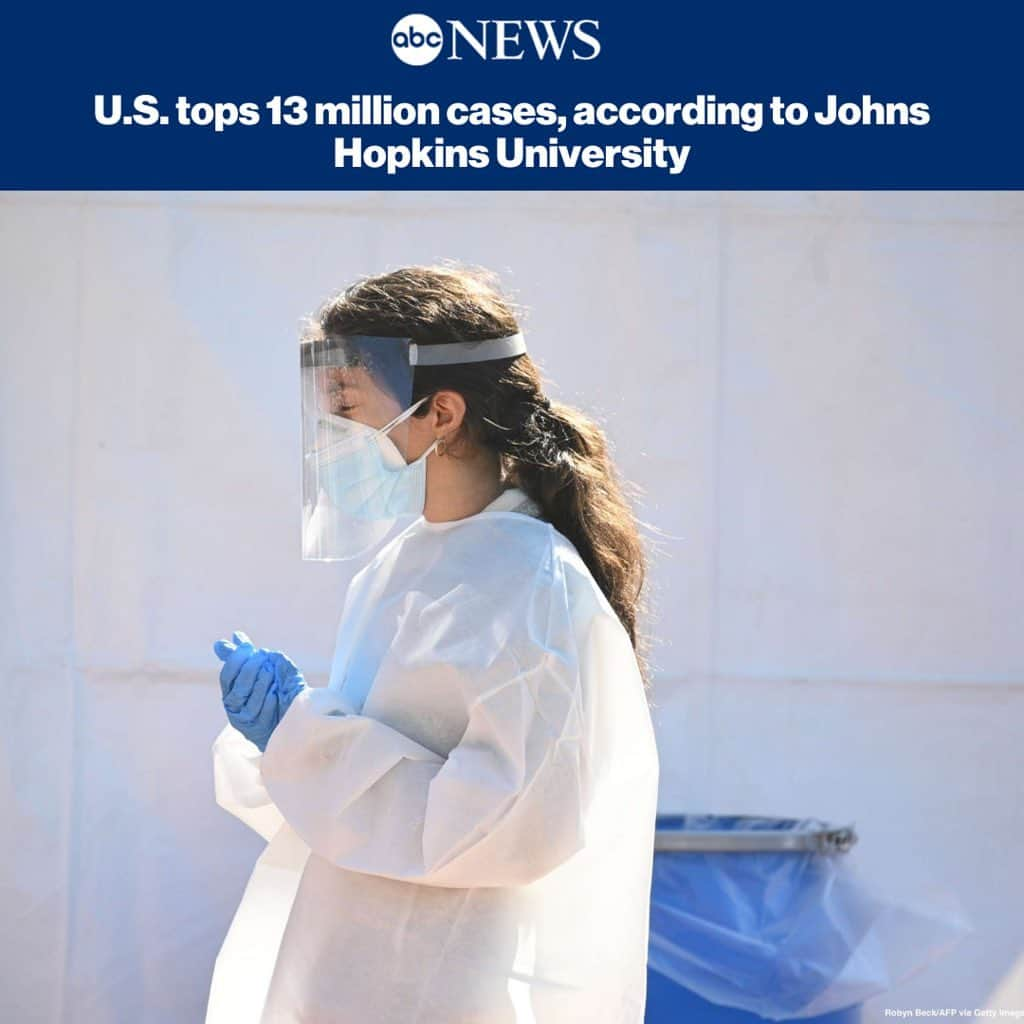 ABC Newsさんのインスタグラム写真 - (ABC NewsInstagram)「More than 13 million people have tested positive for COVID-19 in the U.S., according to Johns Hopkins University. MORE AT LINK IN BIO」11月28日 11時02分 - abcnews