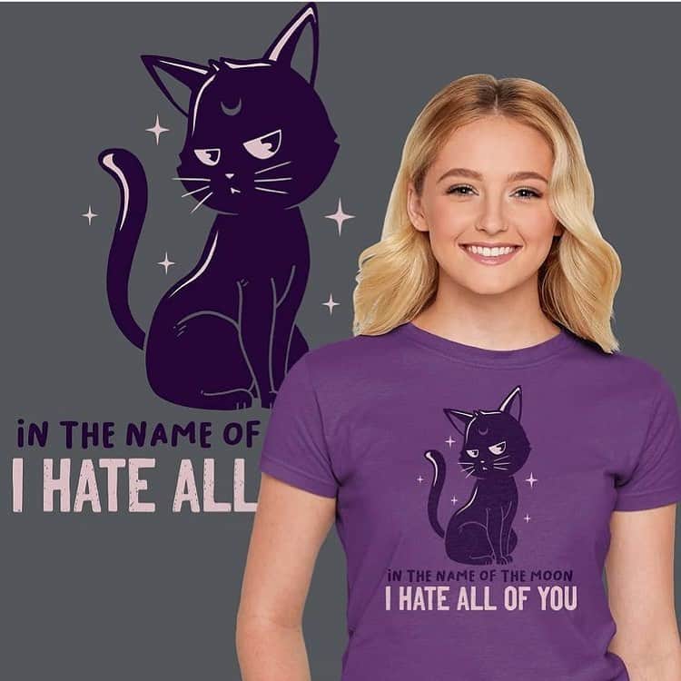 のインスタグラム：「✨🌙 “In the name of the moon I hate all of you” tee is today’s @teefury’s daily tee! 🌙✨  #sailormoon #teefury #セーラームーン #luna #tee #fashion」