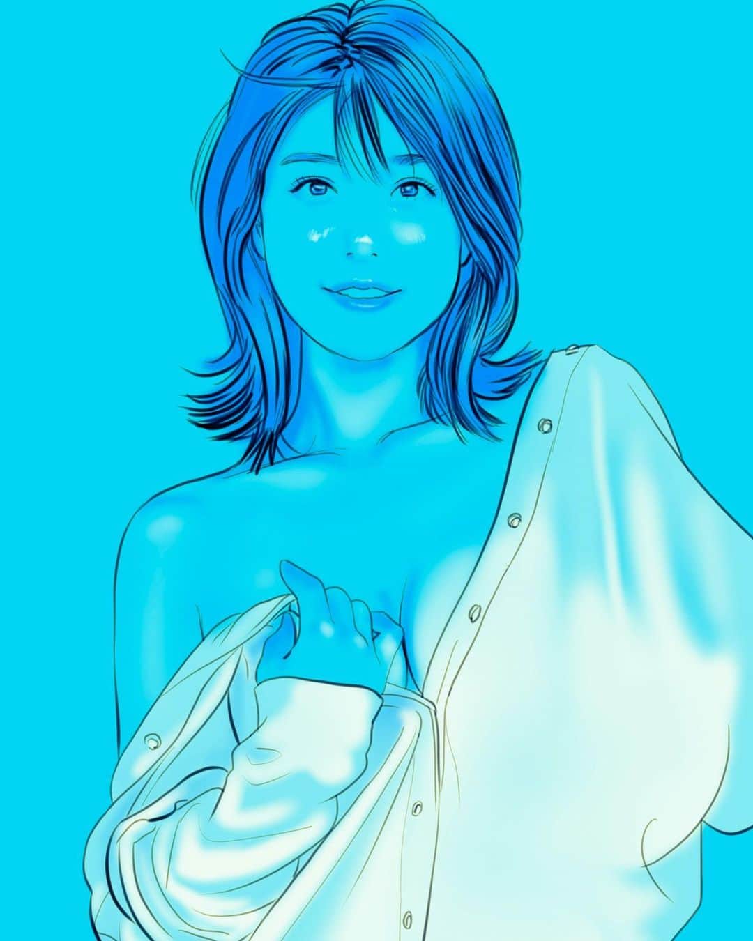 のインスタグラム：「『藤木由貴さん(@yuki.grm )』 #似顔絵 #イラスト #イラストレーション #女優 #モデル #藤木由貴 #caricature #illustration #portrait #artwork #drawing #actress #model #yukifujiki」