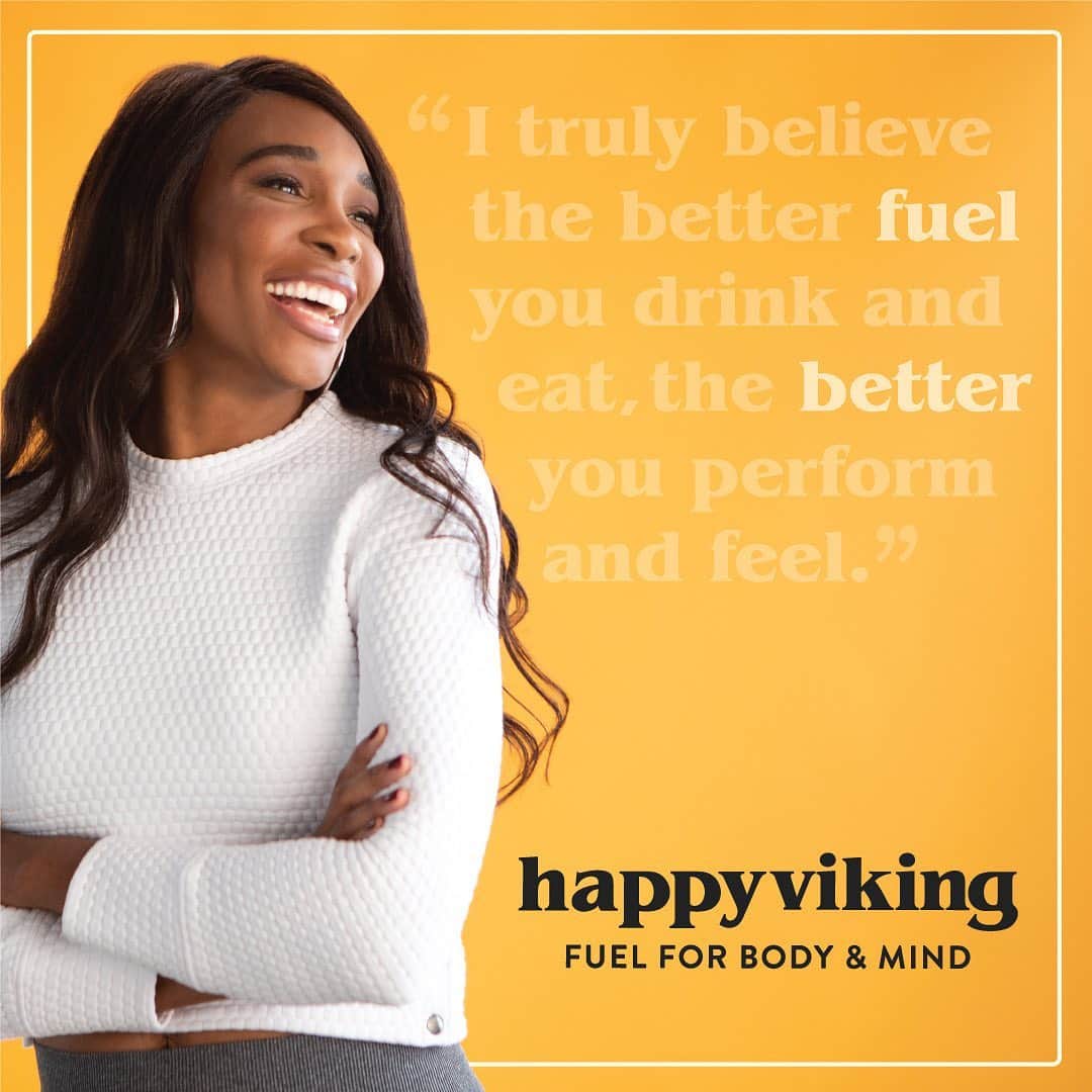 ビーナス・ウィリアムズのインスタグラム：「BIG NEWS! 🎉 I’ve spent the last decade learning about health and wellness, leading to the creation of Happy Viking.  I’m so excited to finally share it with all of you in just a few days! If you want to be the first to find out what it is (and try it!) follow @drinkhappyviking and sign through the link in the bio.  10 of you will be selected to be the first to try my new product for FREE!」