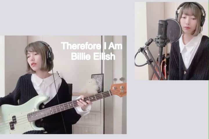 SHIZUKAのインスタグラム：「. Therefore I Am / Billie Eilish  .  Her music always has the great bass sound🔥 . ベースがかっこいい曲ね」