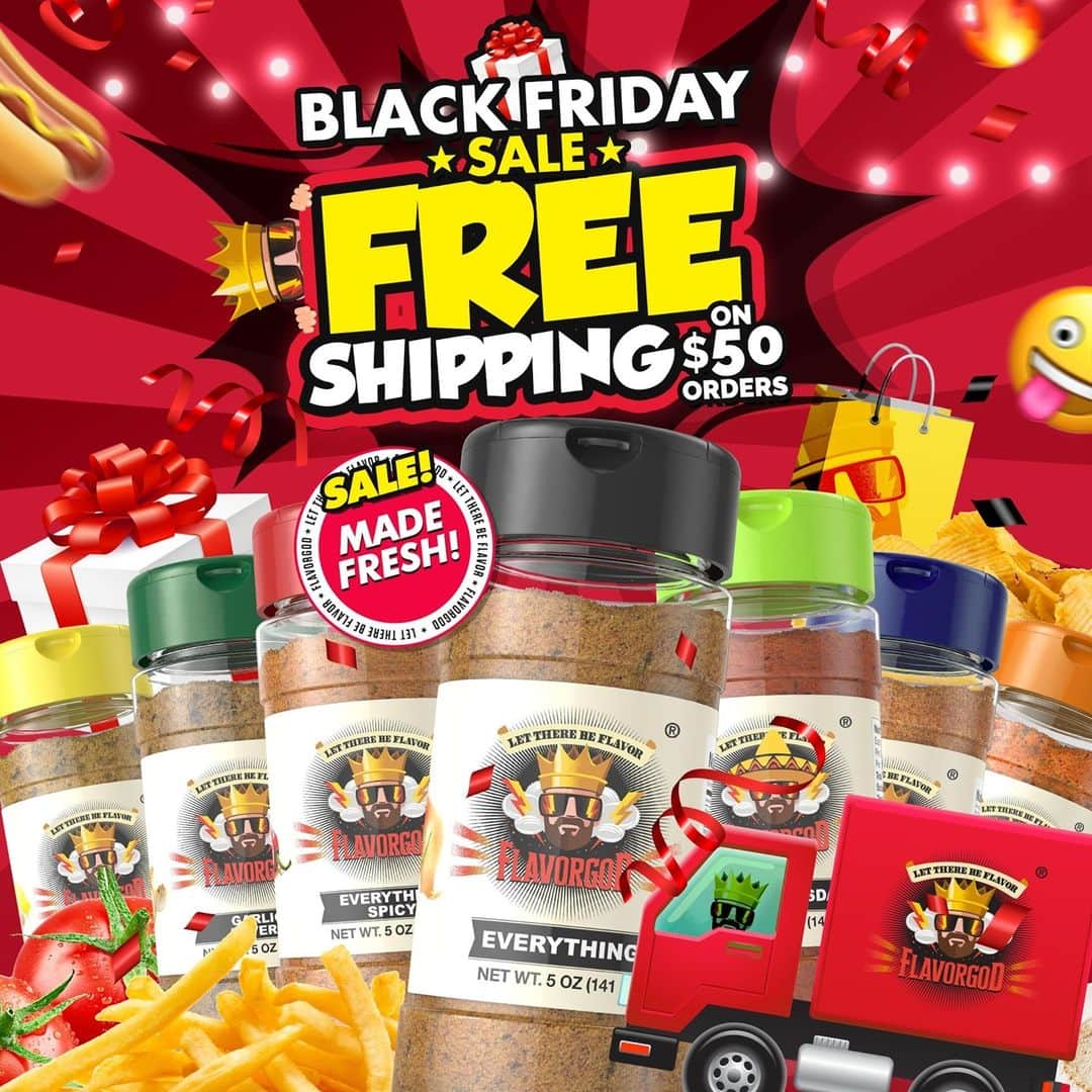 Flavorgod Seasoningsさんのインスタグラム写真 - (Flavorgod SeasoningsInstagram)「🚨Black Friday Weekend SALE - FREE SHIPPING (lower 48 states) with purchases of $50+⁠🚨⁠ -⁠ ✅Prices at $4.50!!⁠ -⁠ Click on the link in bio for all details -> @flavorgod⁠ www.flavorgod.com⁠ -⁠」11月29日 1時02分 - flavorgod