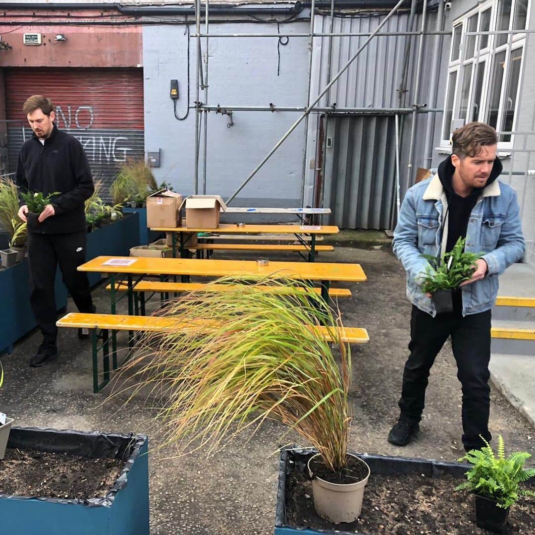 Gorgon Cityさんのインスタグラム写真 - (Gorgon CityInstagram)「Matt's reskilling as a landscape gardener 🪴🤪 helping out Nick (@duskymusic) at his new cafe. If you're in London make sure you go check out @thebreakhousecafe 💪🪴」11月29日 1時09分 - gorgoncity