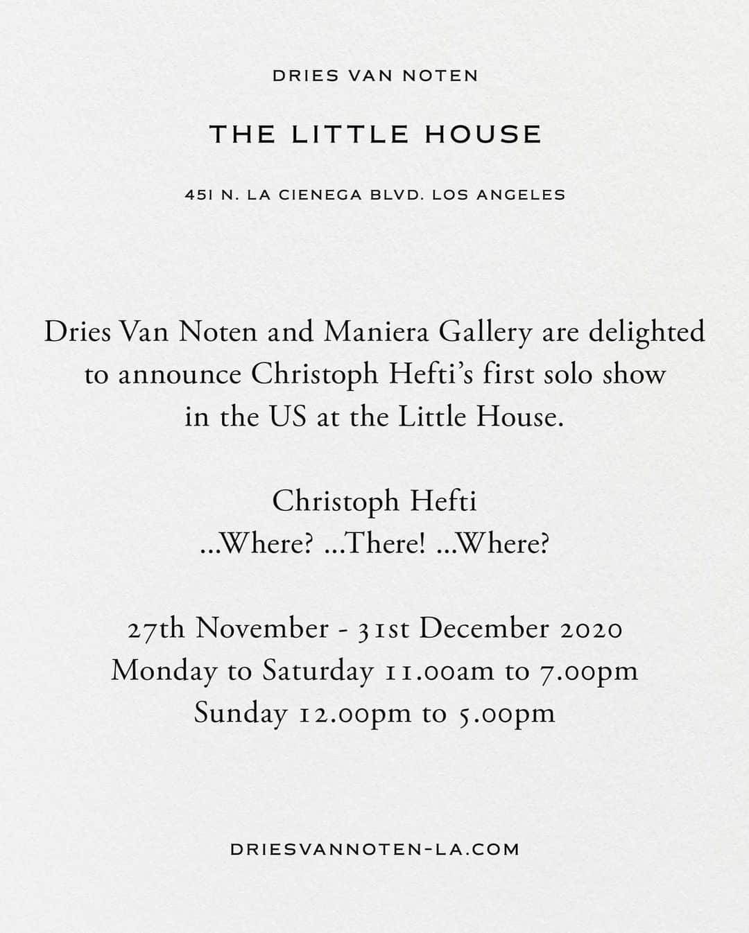 ドリス・ヴァン・ノッテンさんのインスタグラム写真 - (ドリス・ヴァン・ノッテンInstagram)「Where? .... There! .... Where! Christoph Hefti’s first solo exhibition in the US.  We are very happy to announce together with Maniera Gallery, a new exhibit at the Dries Van Noten L.A. store, The Little House. 27th November - 31st December 2020.  Driesvannoten-la.com @driesvannoten.la  @c_hefti_2017  @maniera_brussels   #driesvannoten #driesvannotenla #christophhefti #manieragallery #la #losangeles #leaves #wool #silk #handknottedrug」11月28日 19時48分 - driesvannoten