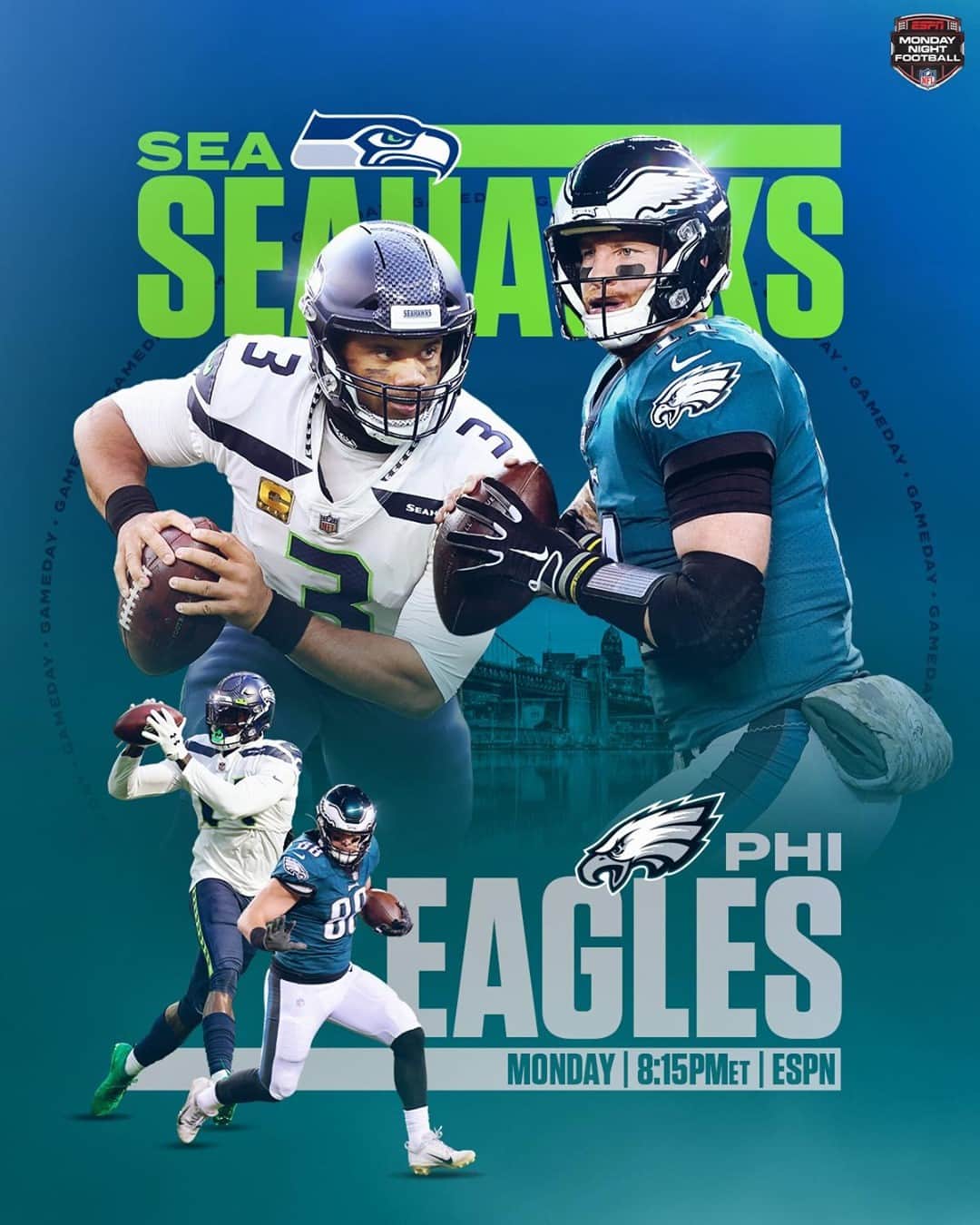NFLさんのインスタグラム写真 - (NFLInstagram)「@Seahawks vs. @philadelphiaeagles under the Monday Night lights. 👌⁣ ⁣ 📺: #SEAvsPHI -- MONDAY 8:15pm ET on ESPN⁣ 📱: NFL app // Yahoo Sports app」11月29日 10時00分 - nfl