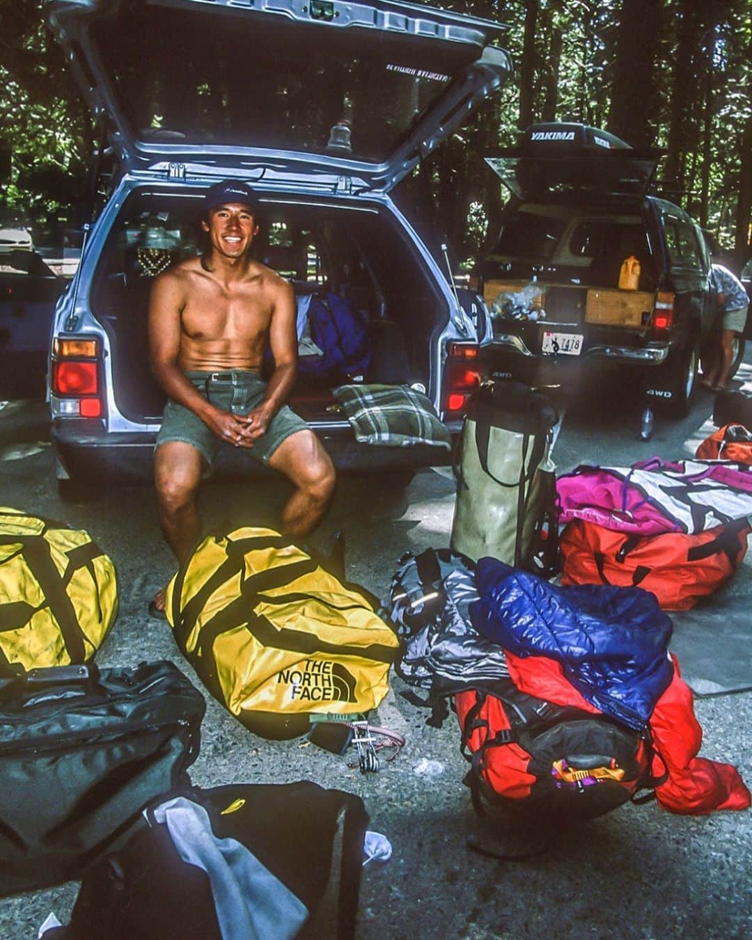 のインスタグラム：「Dirtbaggin. 7 years of good livin in the 1989 Subaru Loyale. As we used to say - there is a leisure class at both ends of the economic spectrum.  ⁣ Camp IV Yosemite Valley 1999」