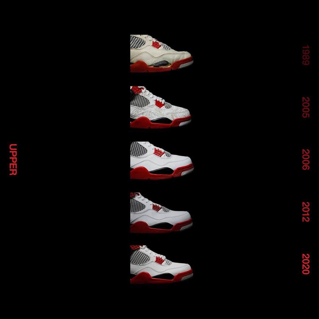 Flight Clubさんのインスタグラム写真 - (Flight ClubInstagram)「The Difference: Air Jordan 4 ‘Fire Red.’ NIKE AIR was emblazoned on the original, but it was replaced with the Jumpman in the 2005, 2006 and 2012 versions. The original logo returns in the latest 2020 edition.」11月29日 1時38分 - flightclub