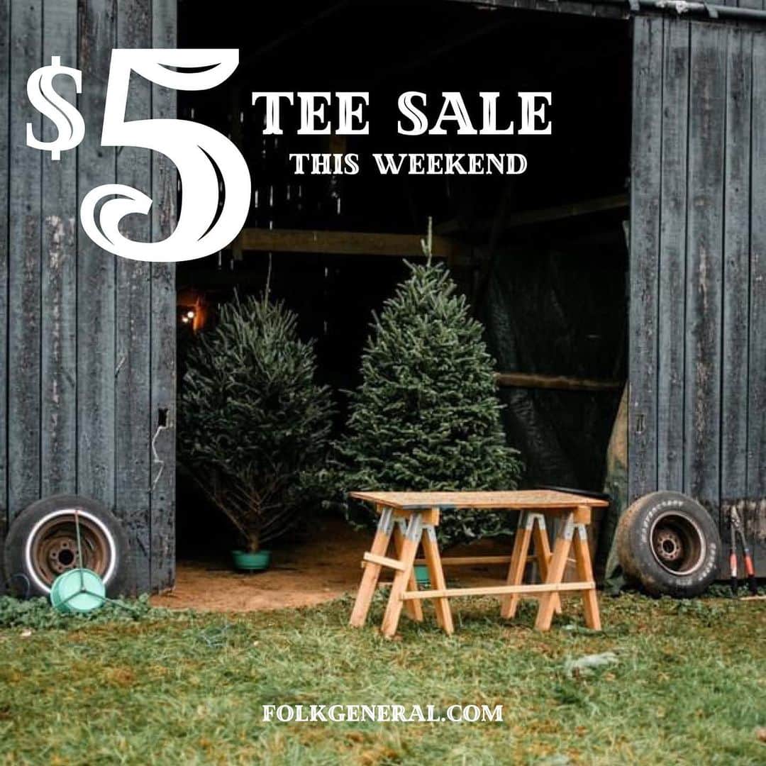 FOLKのインスタグラム：「Today is #smallbusinesssaturday and our $5 tee sale continues! Our website is also filled with goods and art and gifts by American small businesses and makers. Shop now at www.folkgeneral.com」