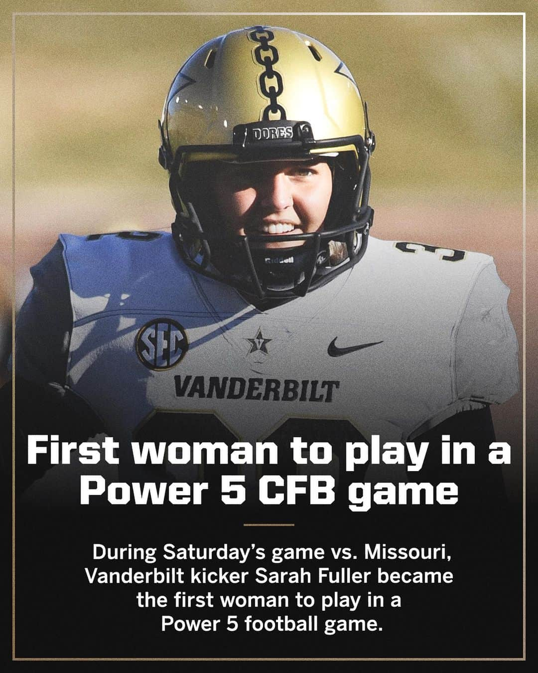 espnさんのインスタグラム写真 - (espnInstagram)「CHANGING THE GAME 👏  Sarah Fuller just became the first woman to play in a Power 5 college football game @secnetwork」11月29日 3時57分 - espn