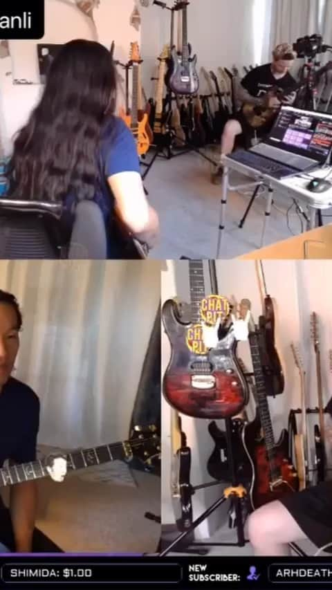 DragonForceのインスタグラム：「#Repost @hermanli  Crazy things happened on my @twitch livestreams this week! Had @jasonreevesrichardson as special guest, saw him shred like a champ! Super nice guy, super talented! Who caught all the madness? #dragonforce #hermanli #allthatremains #jasonrichardson #guitarsolo #guitar #shredtalk #shredguitar #shredguitarist」