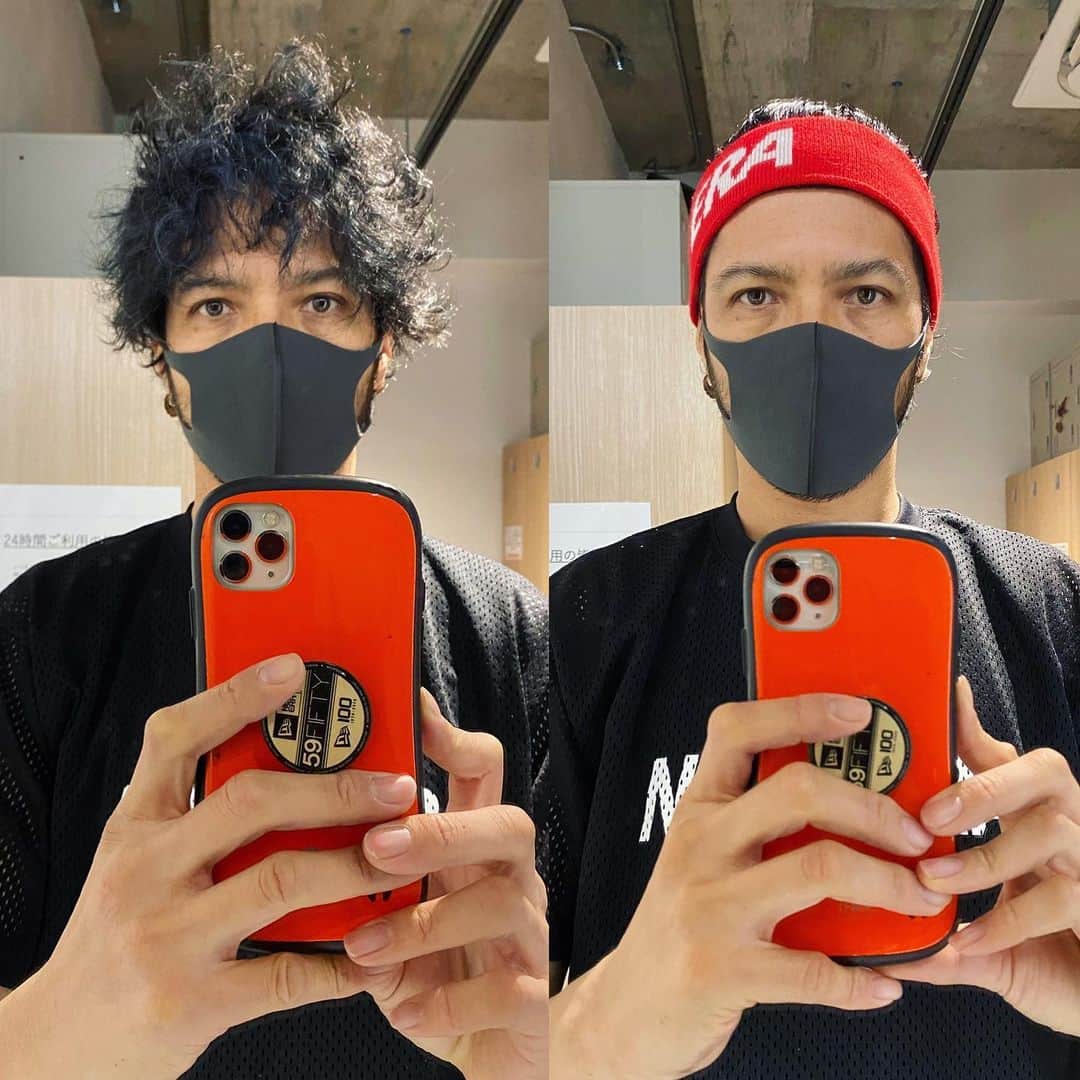 ZOEのインスタグラム：「トレーニング前とトレーニング中の髪型 💇‍♂️  オフとオン🔥」