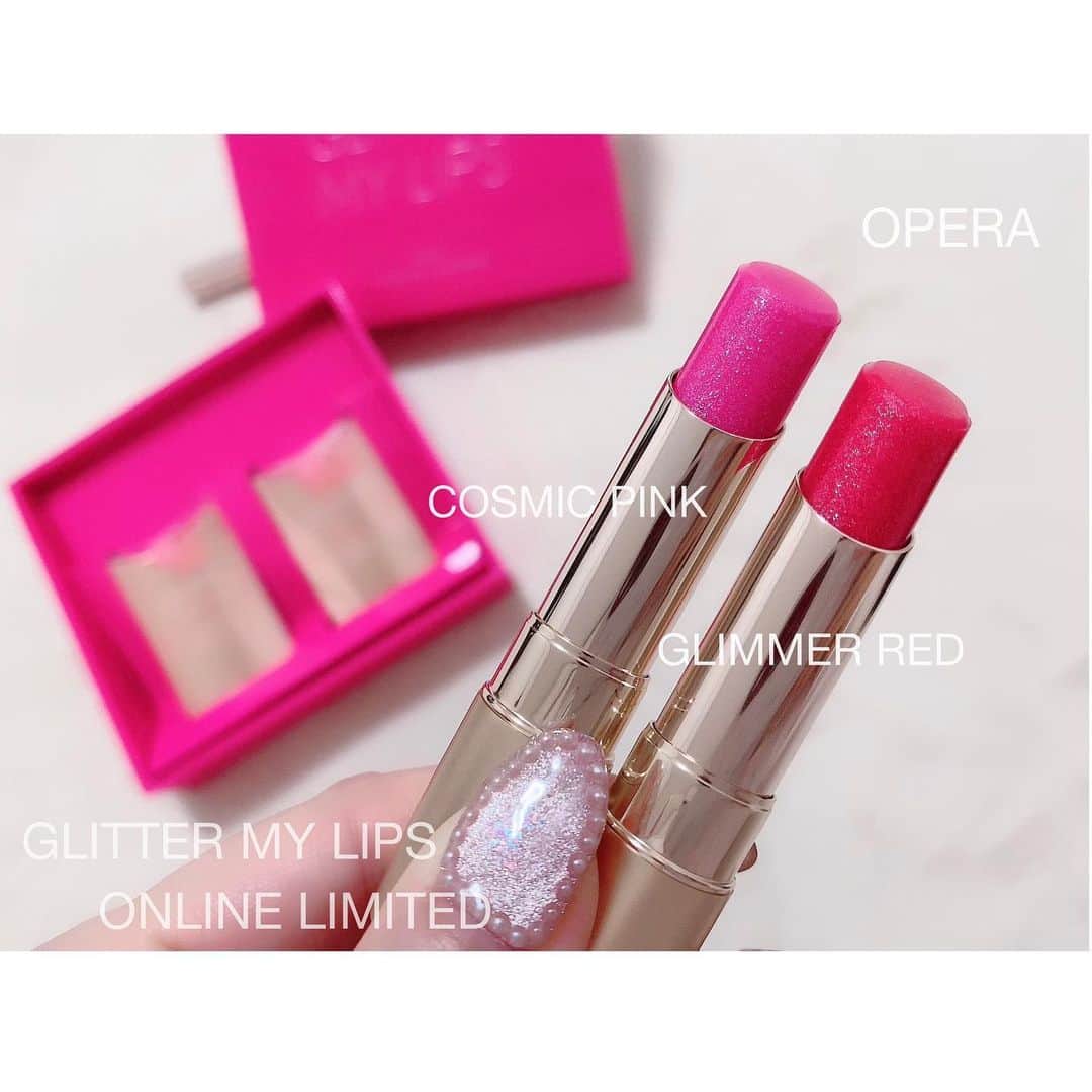 rinaのインスタグラム：「@opera_cosmetics #opera_cosmetics 2年前に即完して話題になった OPERAの大人気リップ♡ . ONLINE限定で、 再発売されておりますー！ マスクしてても色落ちしにくい ティントタイプで、 キラキララメ入りが可愛すぎ🧚‍♀️ . 着画はCOSMIC PINKですが こちらは早くも完売だとか；； GLIMMER REDは、 クリスマスシーズンにも ピッタリ！なので、 売り切れちゃう前に チェックしてみてくださーい✨ .  #オペラリップティント #透けるラメ色ティント #リップティント #ティントリップ #リップ #ティント #プチプラ #プチプラコスメ #コスメ #ビューティー #ラメ #メイク #化粧 #化粧品 #美容 #PR .」
