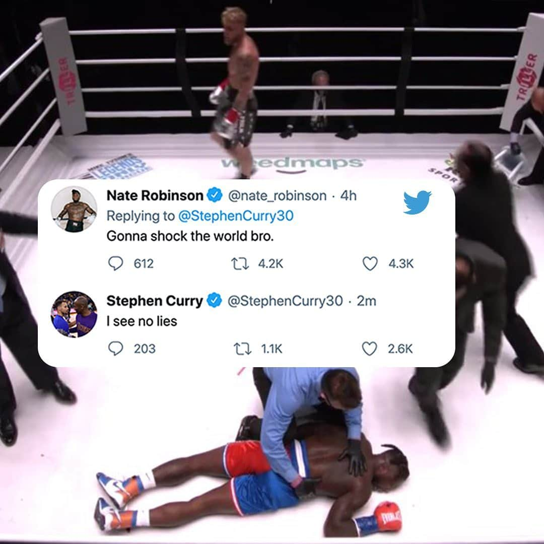 スポーツセンターさんのインスタグラム写真 - (スポーツセンターInstagram)「Steph Curry and Nick Young react to the Jake Paul vs. Nate Robinson fight.」11月29日 13時40分 - sportscenter