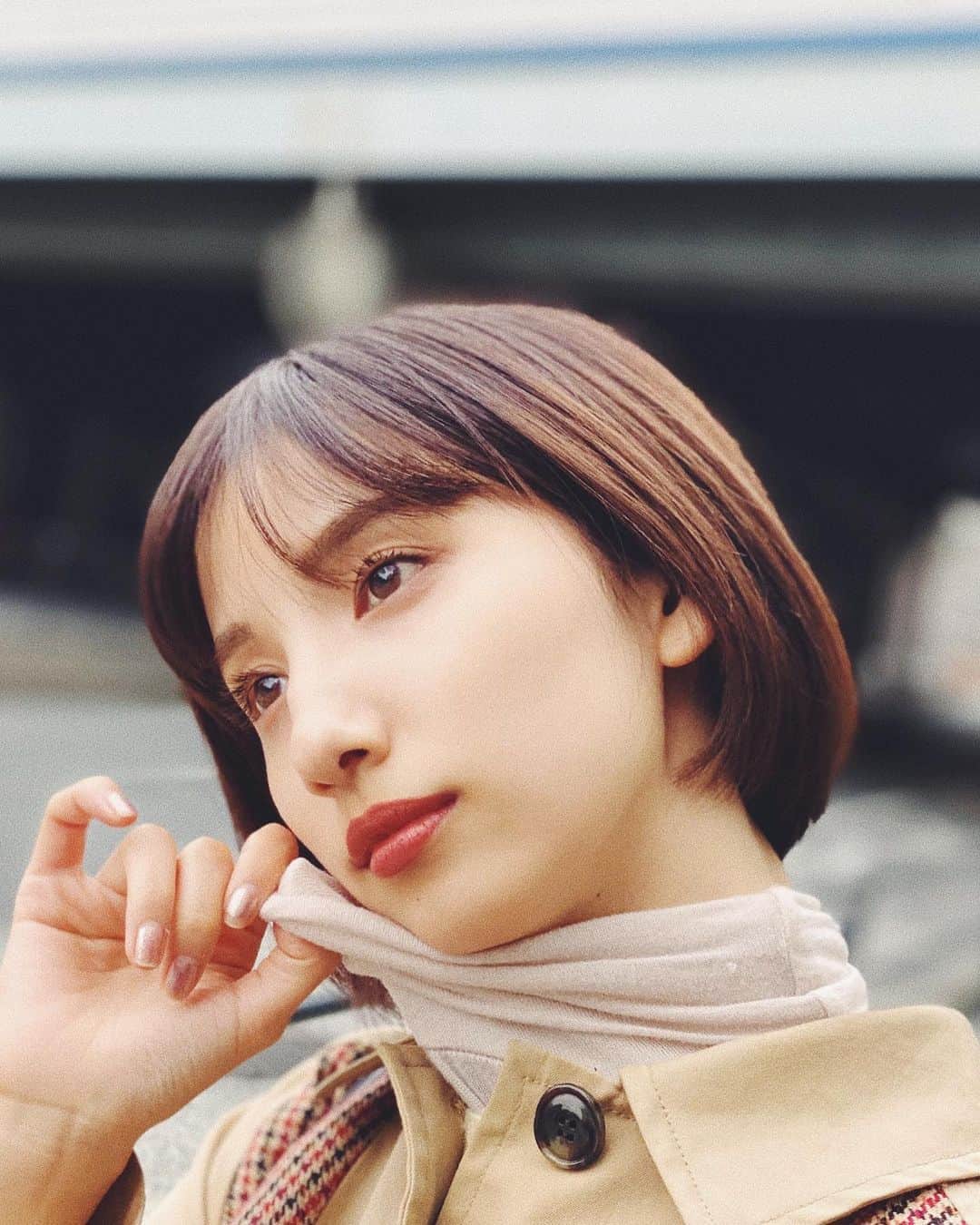 谷奥えまのインスタグラム：「リップと眉毛の色味を少し足しただけのナチュラルメイクな日💄　 @mai_manhood_eyelash さんいつもありがとうございます◡̈♥︎」