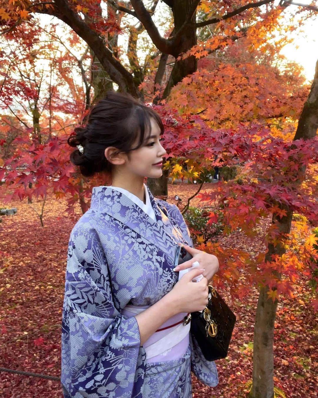沙月のインスタグラム：「. . . 京都で紅葉🍁🍁🍁 . . #永観堂  #京都 #着物 #紅葉」