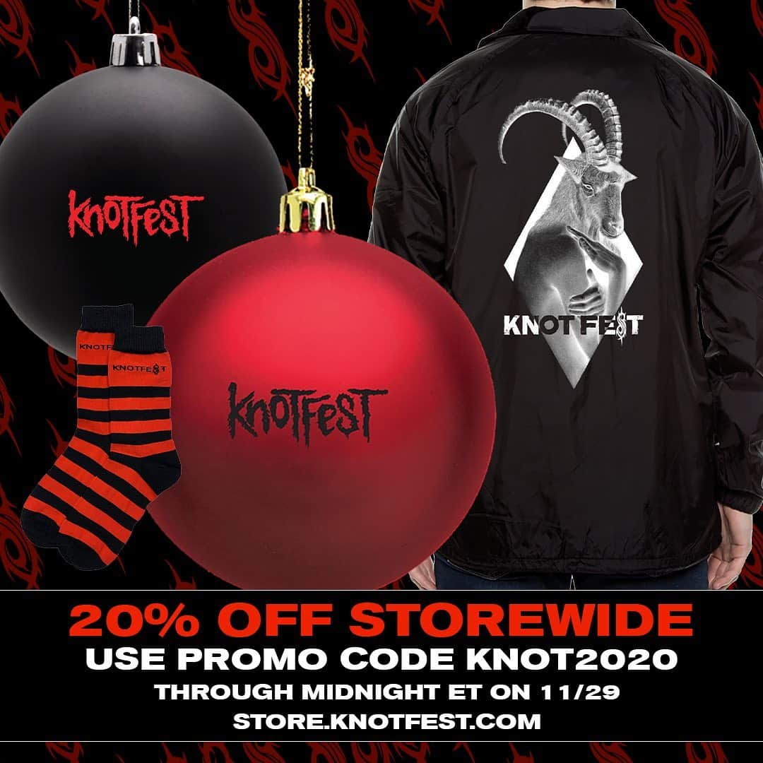 Slipknotさんのインスタグラム写真 - (SlipknotInstagram)「A Happening That Will Awaken Your Darkest Senses. Use code KNOT2020 to get 20% off all KNOTFEST merch through midnight ET tonight including holiday items, throwback designs + official Slipknot tees: store.knotfest.com // Link in bio.」11月30日 4時22分 - slipknot