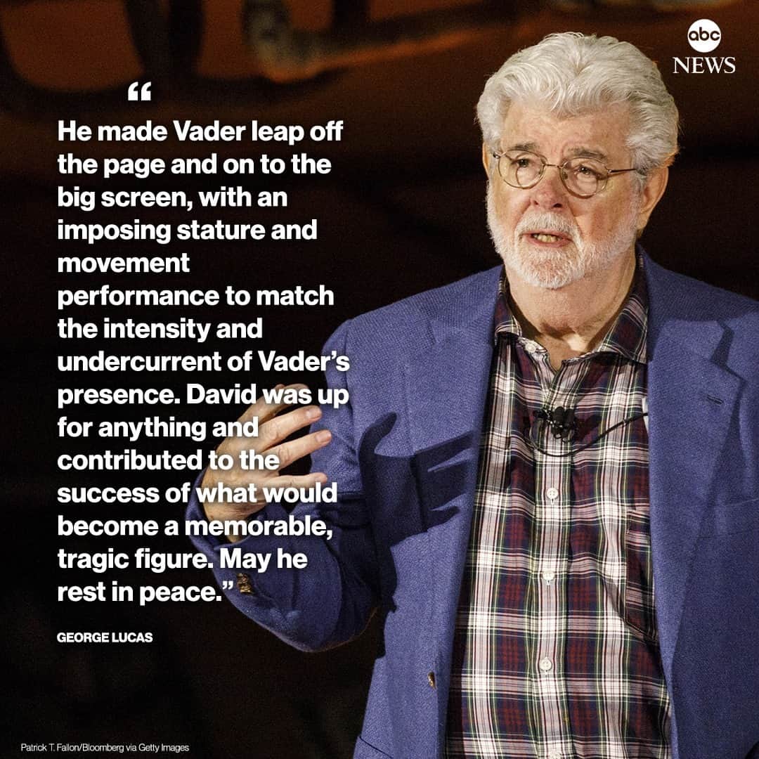 ABC Newsさんのインスタグラム写真 - (ABC NewsInstagram)「NEW: George Lucas on Dave Prowse: "He made Vader leap off the page and on to the big screen... David was up for anything and contributed to the success of what would become a memorable, tragic figure. May he rest in peace." #daveprowse #darthvader #starwars #memoriam #georgelucas #lucasfilm」11月30日 4時38分 - abcnews