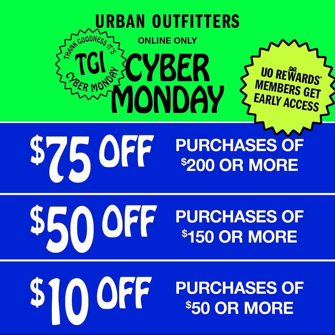 Urban Outfittersさんのインスタグラム写真 - (Urban OutfittersInstagram)「Want a sneak peek at Cyber Monday? 👀 It starts now for #UORewards members!  Shop at the link in bio.」11月29日 22時33分 - urbanoutfitters