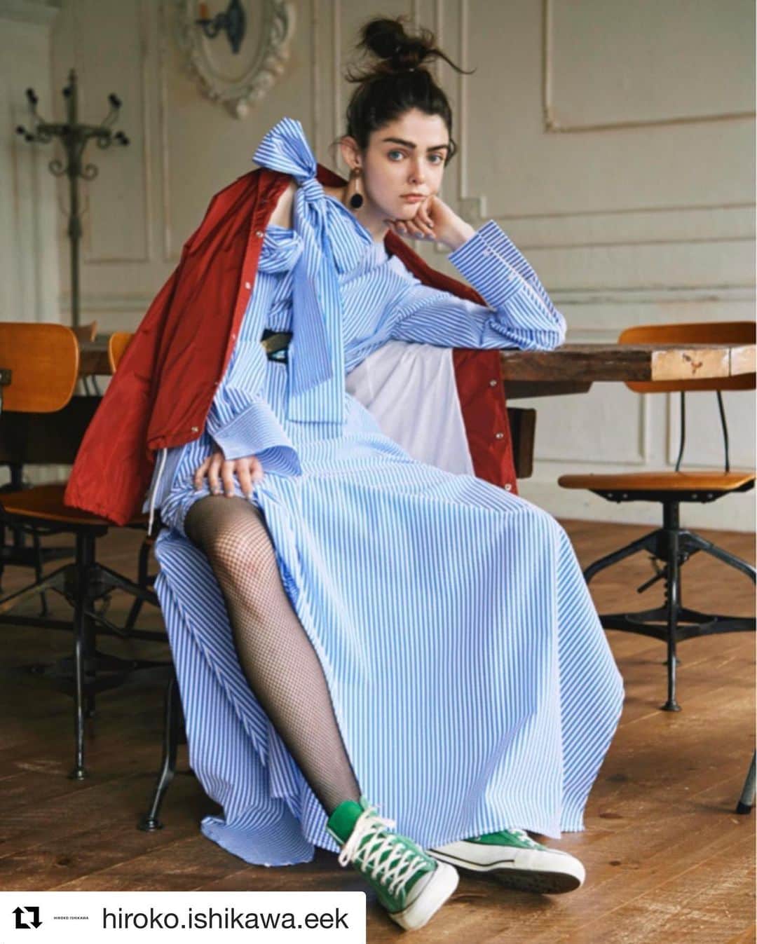 伊藤信子のインスタグラム：「#Repost ❤︎❤︎❤︎ @hiroko.ishikawa.eek   Archive Girl Houyhnhnm @girlhouyhnhnm  photo @mitsuo_okamoto  Styling @ito_nobuko  HM @hiroko.ishikawa.eek #hirokoishikawa  #itonobukoworks」