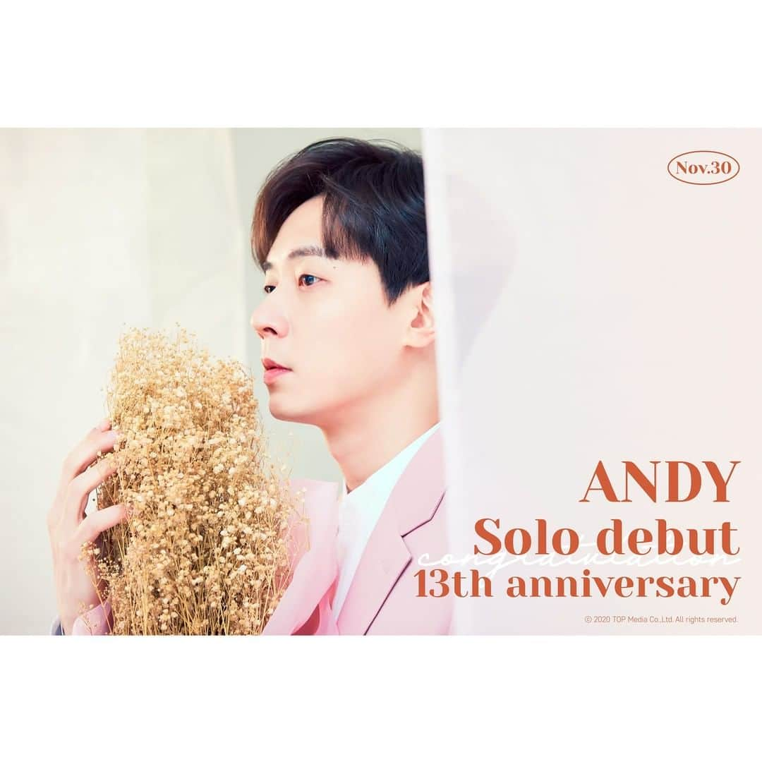 エンディのインスタグラム：「#앤디 의 솔로 데뷔 13주년을 축하합니다! ⠀ HAPPY #ANDY SOLO DEBUT 13TH ANNIVERSARY! ⠀ #ANDY_SOLO_13TH」