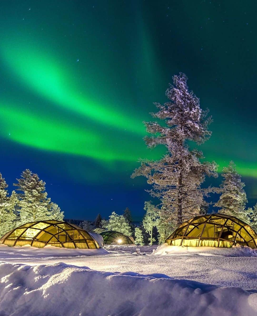 Wonderful Placesさんのインスタグラム写真 - (Wonderful PlacesInstagram)「Lapland - Finland ✨😍😍💚💚✨ . Pictures by ✨✨@sennarelax✨✨ #wonderful_places for a feature 💚」11月30日 1時31分 - wonderful_places