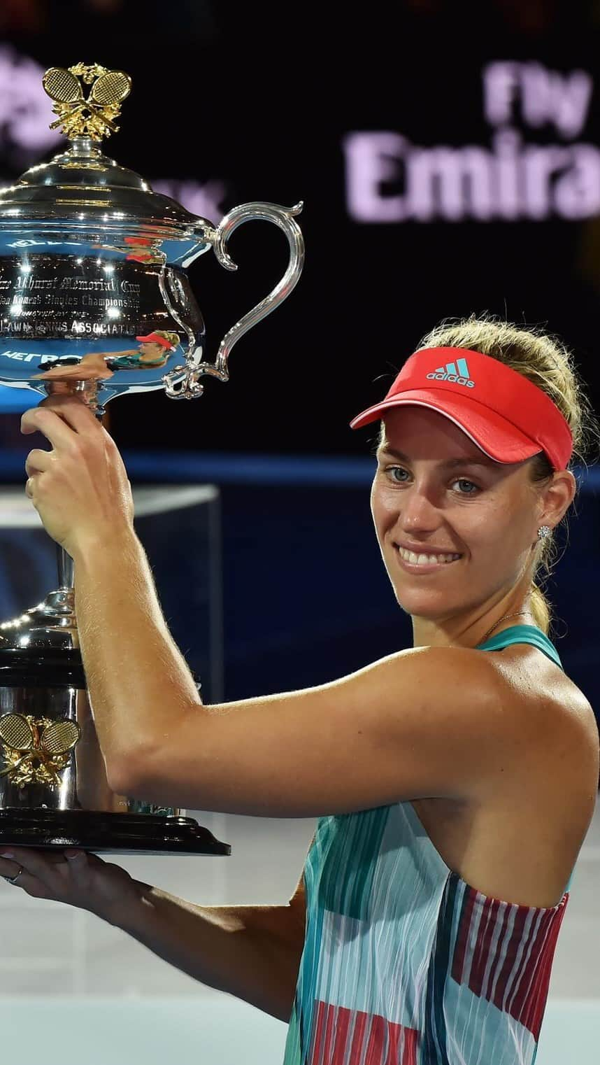 アンジェリーク・ケルバーのインスタグラム：「To be honest, I rarely look back at past accomplishments as I generally have a forward-looking mindset. However, when I was sent this video last night it brought back so many emotions from my title run at the @australianopen in 2016 …it really touched me and I thought of sharing this with you ❤️ #TeamAngie — Thank you @tennischanneli for making this special video!」