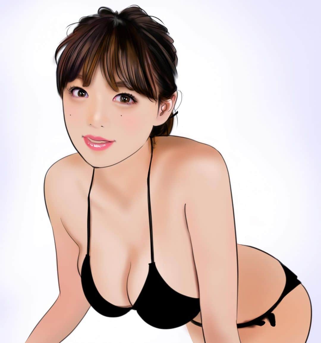 のインスタグラム：「『篠崎愛さん(@shinopp._.ai )』 ‪#似顔絵 #イラスト #イラストレーション #歌手 #グラビアアイドル #篠崎愛 #caricature #illustration #portrait #artwork #drawing #singer #bikinimodel #aishinozaki‬」