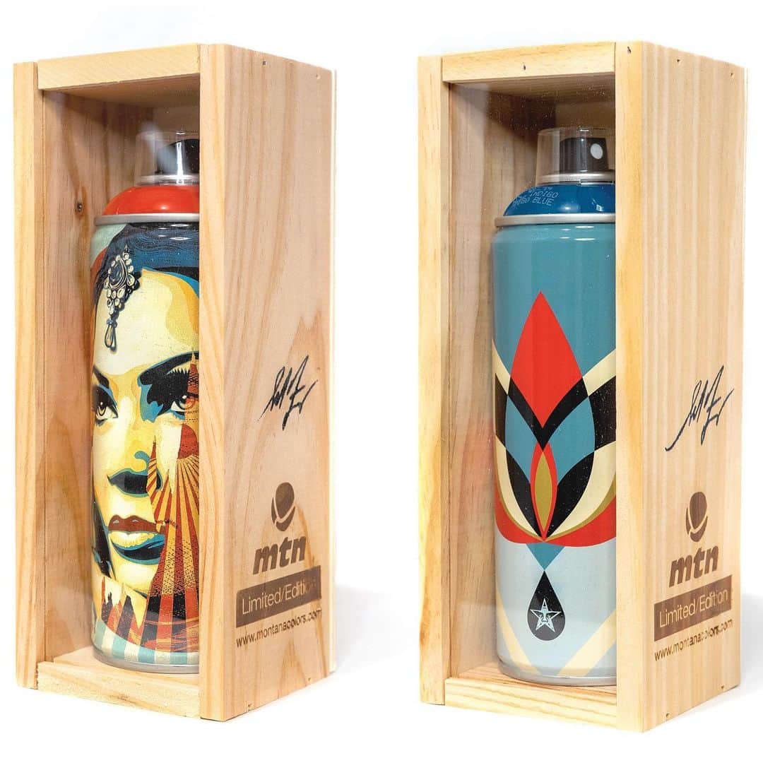 Shepard Faireyのインスタグラム：「OBEY GIANT X BEYOND THE STREETS SPRAY CANS AND OBEY MANDALA CANDLES AVAILABLE CYBER MONDAY, 11/30 AT 12AM PST!⁠⠀ ⁠⠀ DOMESTIC/CONTINENTAL ORDERS ONLY FOR SPRAY CANS.⁠⠀ The Montana spray cans showcase Fairey’s iconic prints “Lotus Blue” and “Target.” Each can comes encased in a wooden box for you to display. $35 each.⁠⠀ ⁠⠀ I’ve been using Montana spray paint @montana_colors for many years because it gives the best performance and durability of all the paint brands that I’ve tried out. Creating and releasing these cans with Montana and @beyondthestreetsart, which showcase my art using the paint that I use for my fine art in the studio and the murals I make, was a logical and awesome collaboration. It’s very meta - the can that makes the art, that ends up on the can. This will be your last chance to get your hands on these special edition cans, don’t miss out!⁠⠀ -Shepard⁠⠀ ⁠⠀ Obey Mandala Candles. Mandala design in golden foil. Discounted price of $24 USD each (originally $30). Hand poured, 100% coconut wax blend. Black candle: sandalwood tabac fragrance. White candle: bordeaux fig fragrance. Net weight: 9.4oz.⁠⠀」