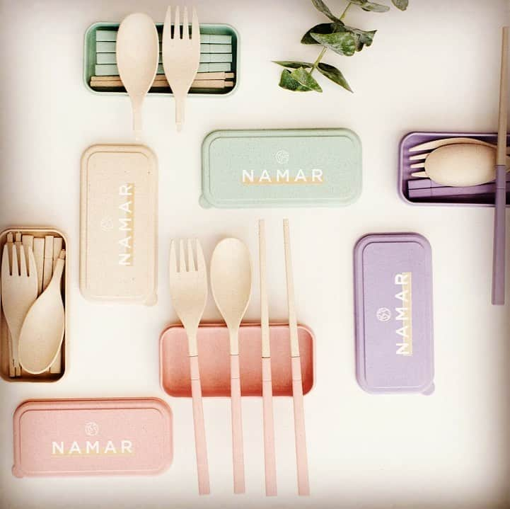 マーク・フォイアスタインのインスタグラム：「Check out @namar_eco products. Minimize the spread of germs, reduce waste, and the forks are cute!! #sustainable #reusable」